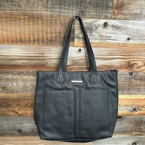 Steve Madden Black Pebble Leather Large Tote Bag Purse Shoulder Strap Handbag